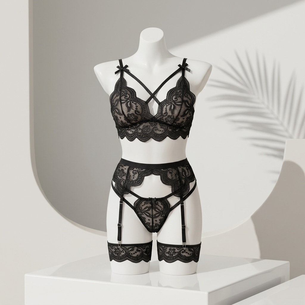 Women's Floral Lace Lingerie S - Garter Belt Set ulasan dan harga