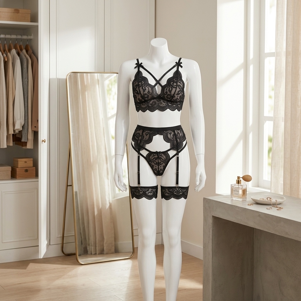 Women's Floral Lace Lingerie S - Garter Belt Set ulasan dan harga
